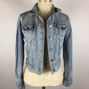 Talula Aritzia light blue cropped denim jacket